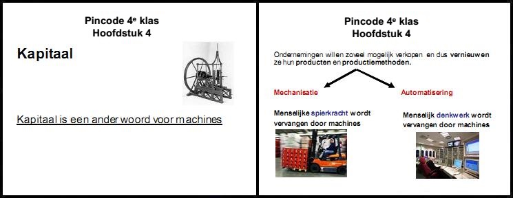 pincode economie 4e klas mavo vmbo aantekeningen samenvatting oefenen kapitaal machines mechanisatie automatisering
